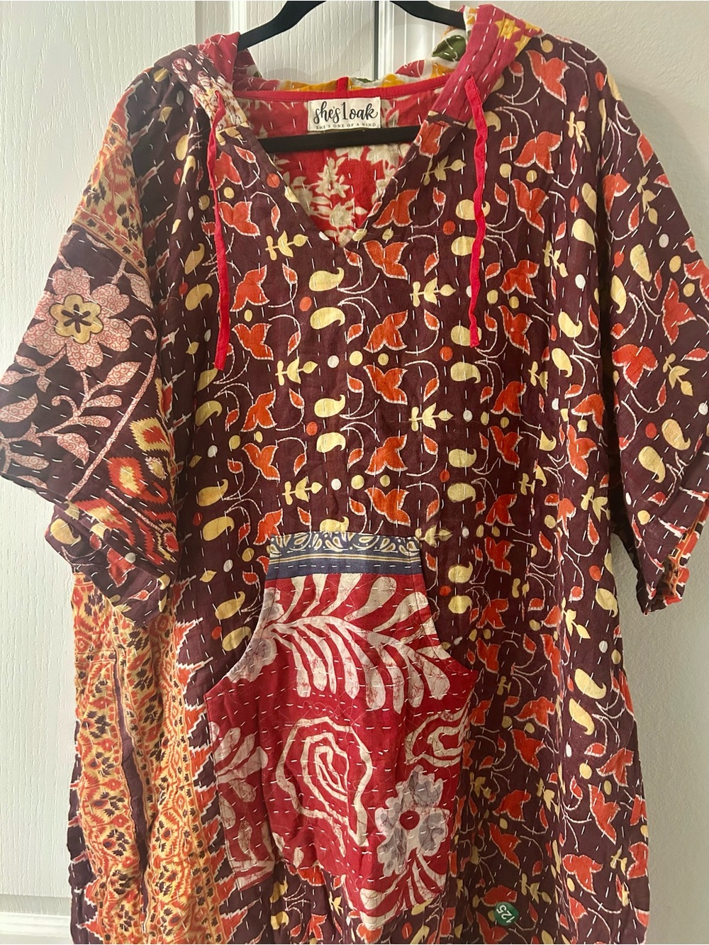 Kantha Floral Hoodie Dress-One Size - Picture 3 of 10